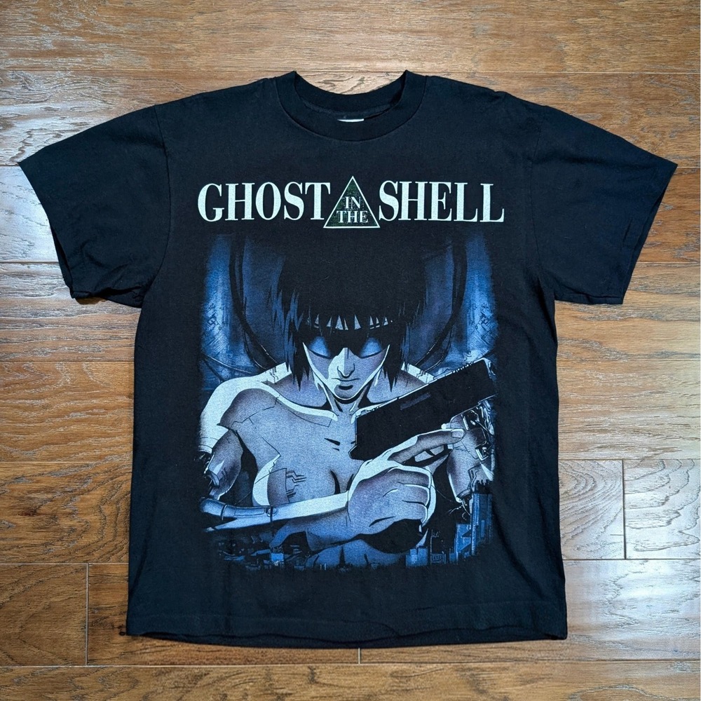 Ghost in the Shell Anime Reprint T-Shirt Tultex Black L 21.5x27 Motoko Kusanagi